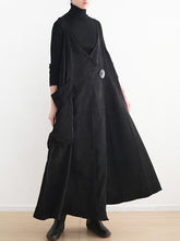 Loose Big Pocket Corduroy A-Line Slip Dress